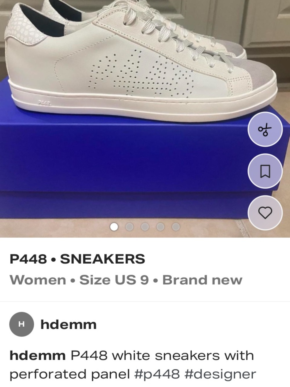 P448 Women’s White Leather Sneakers with Grey Toe